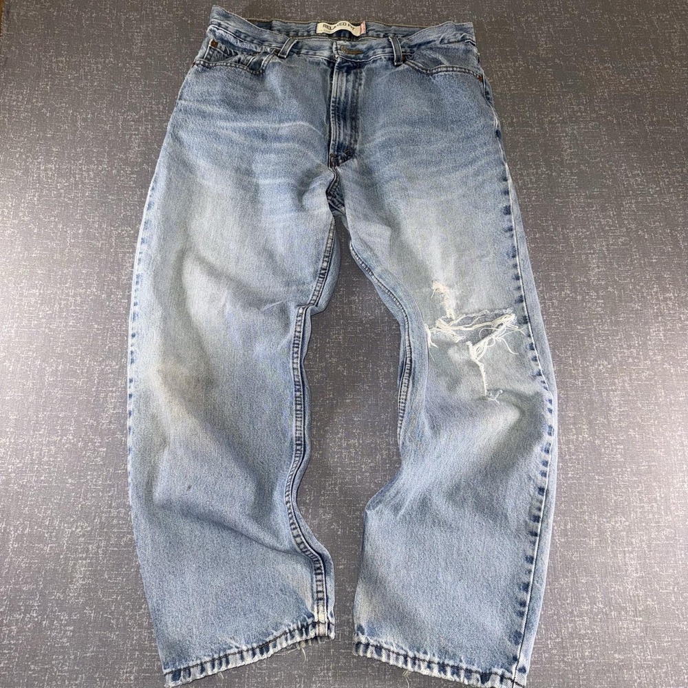 Levis 550 Jeans Mens 36x30 Blue Denim Relaxed Fit Tapered Light Wash Distressed